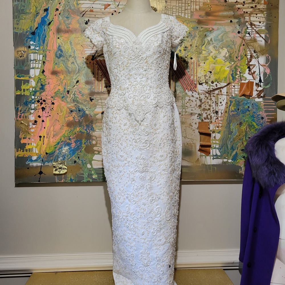 Sophisticated White Embroidered Wedding Dress